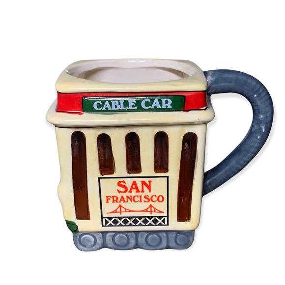 Mug San Francisco Cable Car Square Coffee Mug Funny Face 14 oz Smith Novelty - Picture 3 of 7